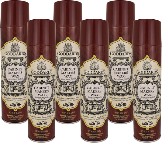 Goddard's Cabinet Makers Wax Spray, Wood Furniture Polish, Conditioner and Dust Cleaner with Bees Wax and Lemon Oil, Shine & Stain Protection, 12 oz
