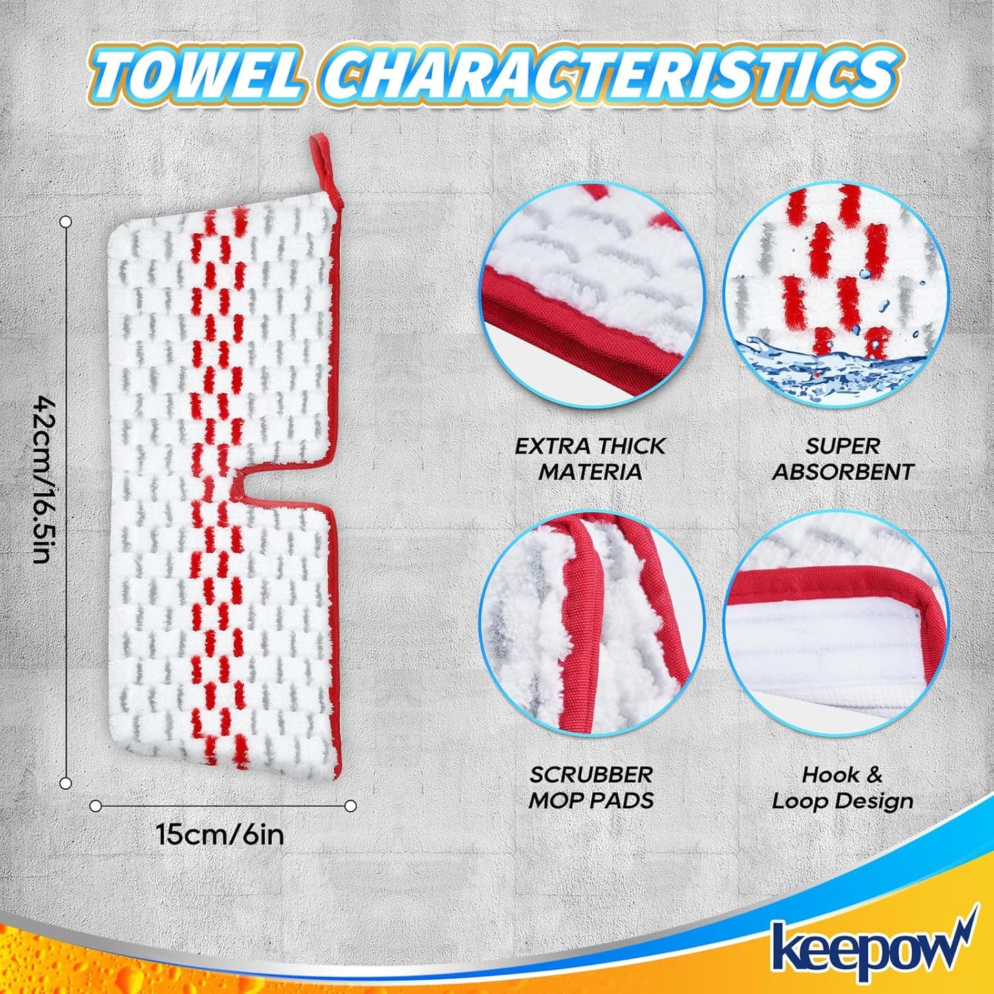 KEEPOW Mop Pads Refills Compatible with O-Cedar Promist Max Spray Mop Double-Side Washable Reusable Flip Mopping Pads Replacement for Dry Wet Floor Cleaning,5 Packs