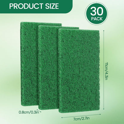 Heavy Duty Scouring Pads, 30 Pcs Individually Wrapped Dish Scrubber Pads for Household Kitchen Pots Pans Metal Grill (4.3 x 2.7 x 0.3 in)