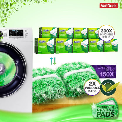 VanDuck Reusable Mop Pads Compatible with Swiffer Sweeper (4-Pack) - Washable Microfiber Mop Pads for Wet & Dry Use - All Purpose Floor Mopping and Cleaning Product