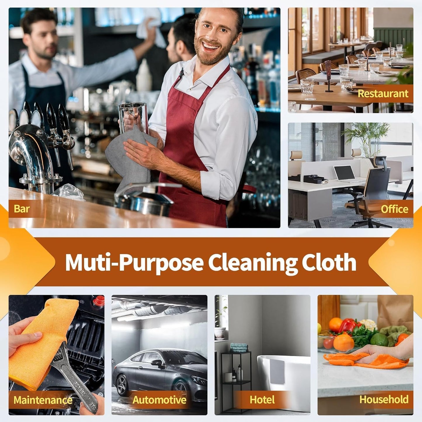 FIXSMITH Microfiber Cleaning Cloth - Pack of 8, Size: 12 x 16 in, Multi-Functional Cleaning Towels, Highly Absorbent Cleaning Rags, Lint-Free, Streak-Free Cleaning Cloths for Car Kitchen Home