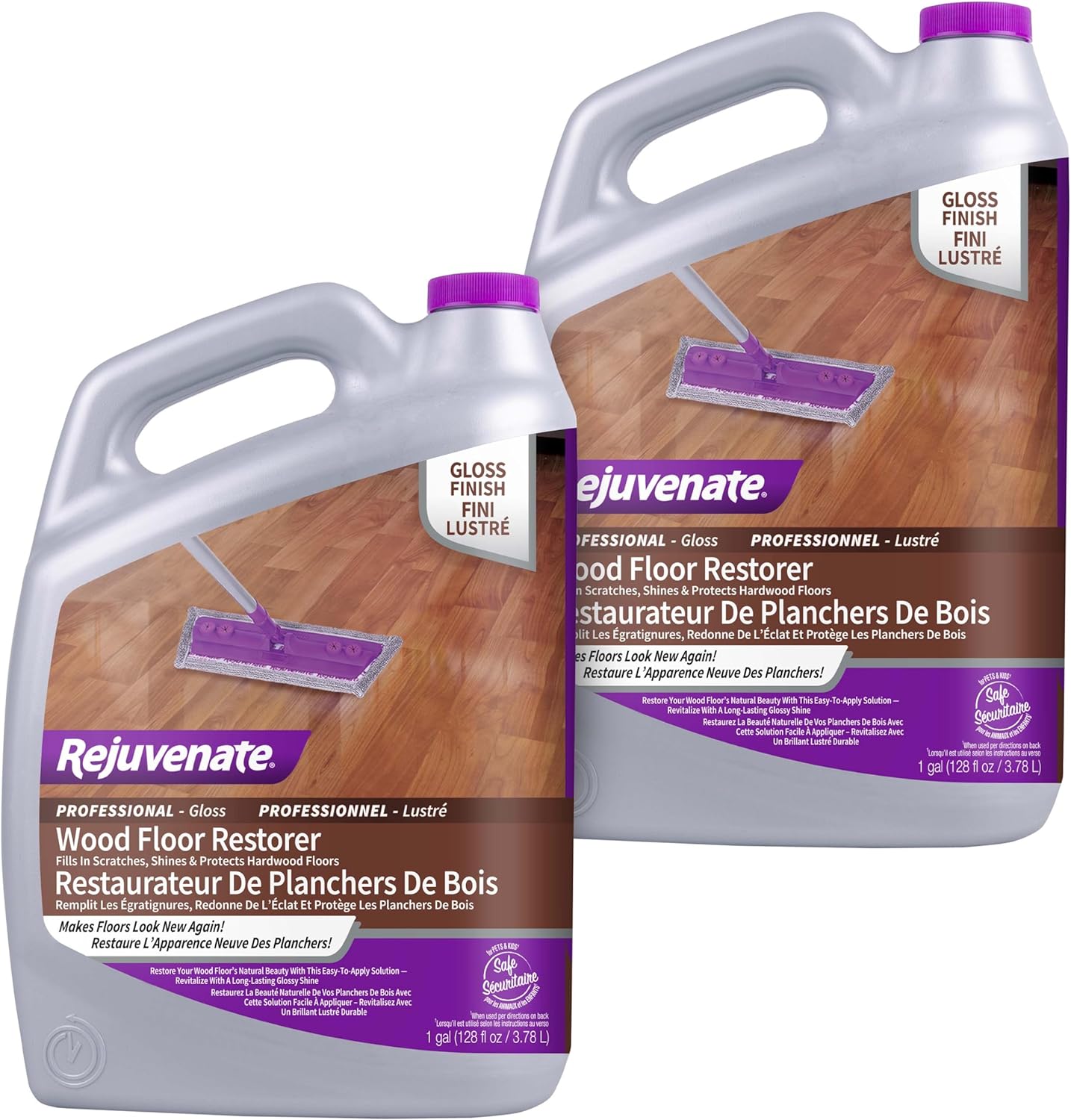 Rejuvenate Professional Wood Floor Restorer Fills Scratches, Shines And Protects Wood Flooring For A High Gloss Shine, 32 Ounces