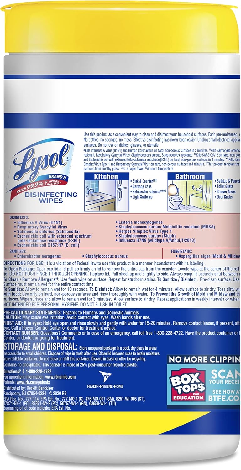 Lysol Disinfectant Wipes, Multi-Surface Cleaning Wipes, For Disinfecting and Cleaning, Lemon and Lime Blossom, (1 Pallet of 75 Packs, 450 Count Total)