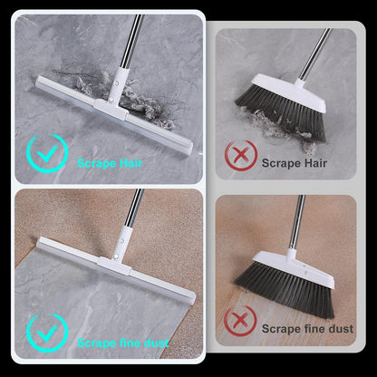 JOYBOS Rubber Floor Squeegee for Smooth Surface Concrete Floor, Tile Floor, Heavy Duty Garage Shower Floor Squeegee Broom for Removing Water, Commercial Scrubber Mop with Adjustable Long Handle (XL)