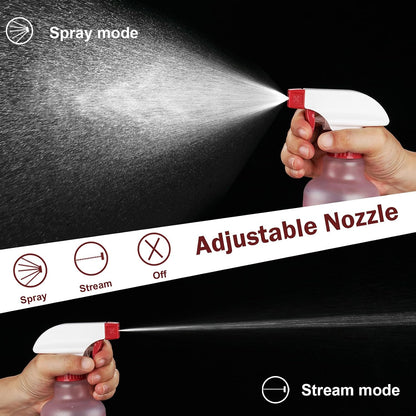Plastic Spray Bottles Empty Spray Bottle 16.9oz/500ml 2 Pack Heavy Duty Spraying Bottles Mist/Stream Water Bottle for Cleaning Solutions, Essential Oils, Hair (Clear)
