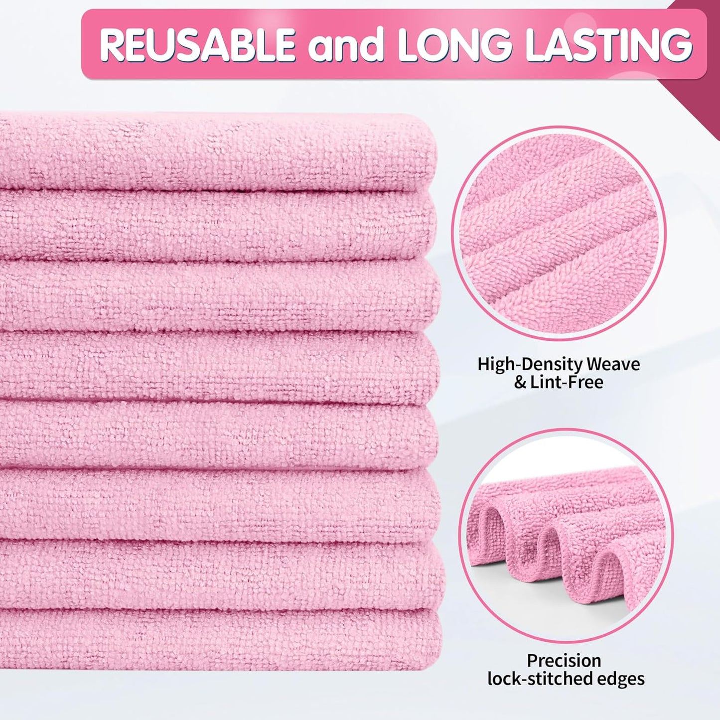 FIXSMITH Microfiber Cleaning Cloth - Pack of 8, Size: 12 x 16 in, Multi-Functional Cleaning Towels, Highly Absorbent Cleaning Rags, Lint-Free, Streak-Free Cleaning Cloths for Car Kitchen Home