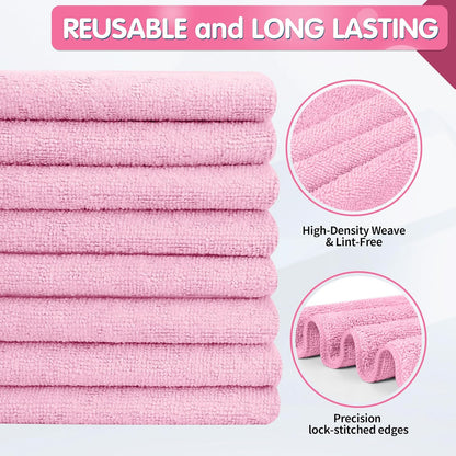 FIXSMITH Microfiber Cleaning Cloth - Pack of 8, Size: 12 x 16 in, Multi-Functional Cleaning Towels, Highly Absorbent Cleaning Rags, Lint-Free, Streak-Free Cleaning Cloths for Car Kitchen Home