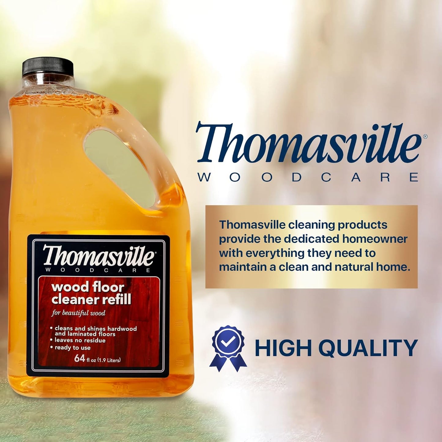 Thomasville WOOD FLOOR CLEANER – Use on Hardwood, Laminated or Faux Finished Floors. Shine Restorer Protector, Surface Cleaner House Cleaning Supplies Home Improvement, Natural Look, Cuts Grease