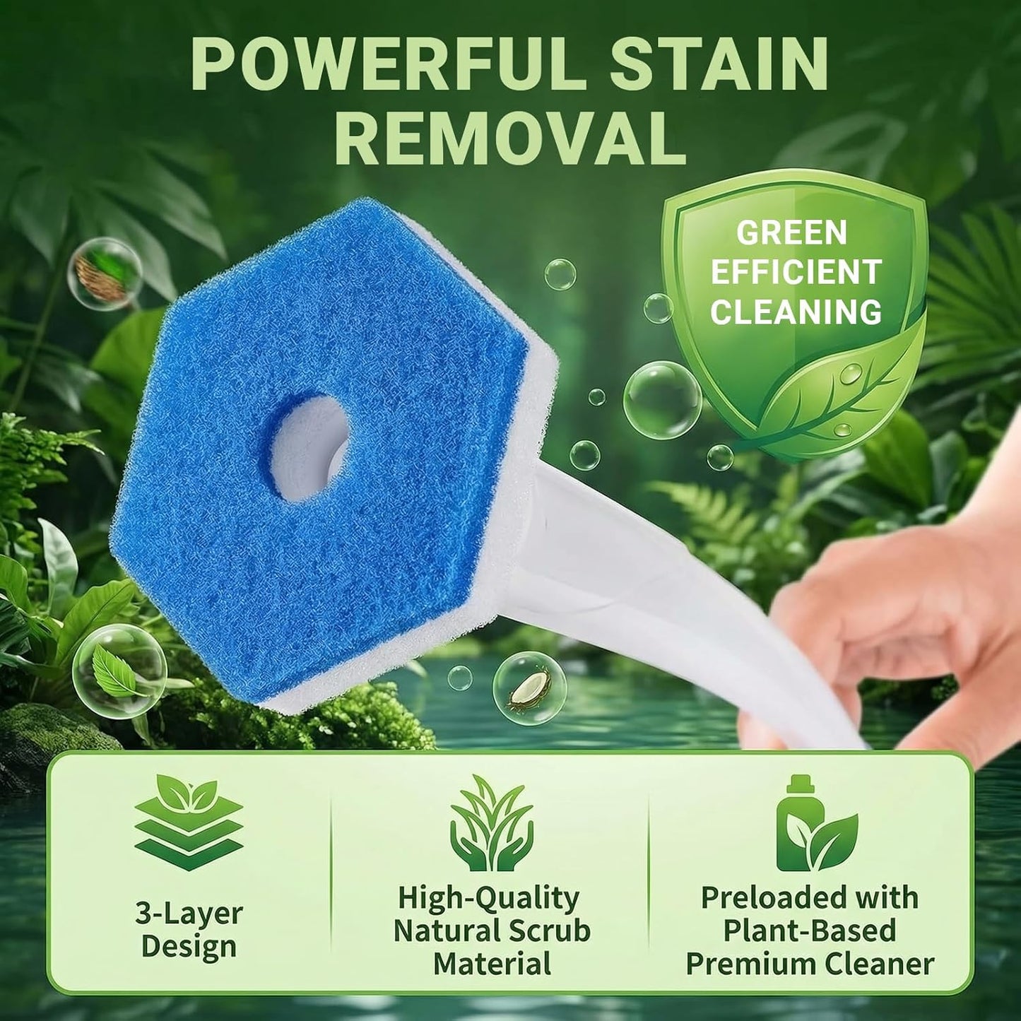 50PCS Toilet Bowl Cleaner Refills, Disposable Wand Refills Compatible with Most Systems, Scrubber Refill Heads for Bathroom Cleaning