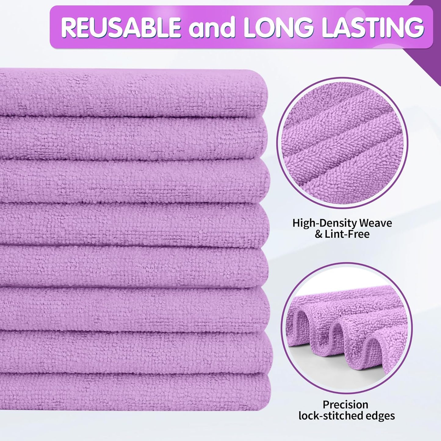 FIXSMITH Microfiber Cleaning Cloth - Pack of 8, Size: 12 x 16 in, Multi-Functional Cleaning Towels, Highly Absorbent Cleaning Rags, Lint-Free, Streak-Free Cleaning Cloths for Car Kitchen Home