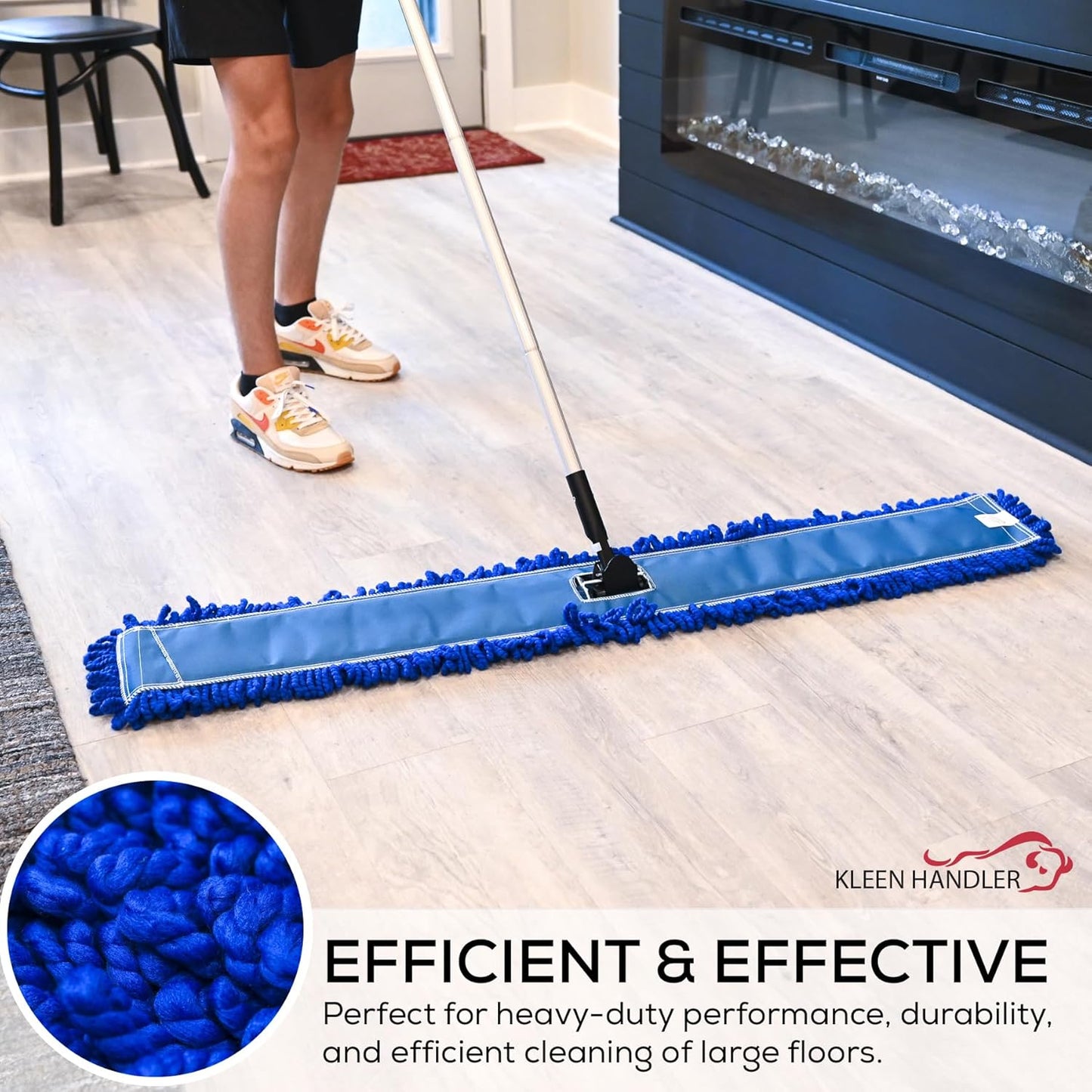 Kleen Handler 24 inch Microfiber Dust Mop | Medium Washable Commercial Mop Head Replacement, Pack of 3