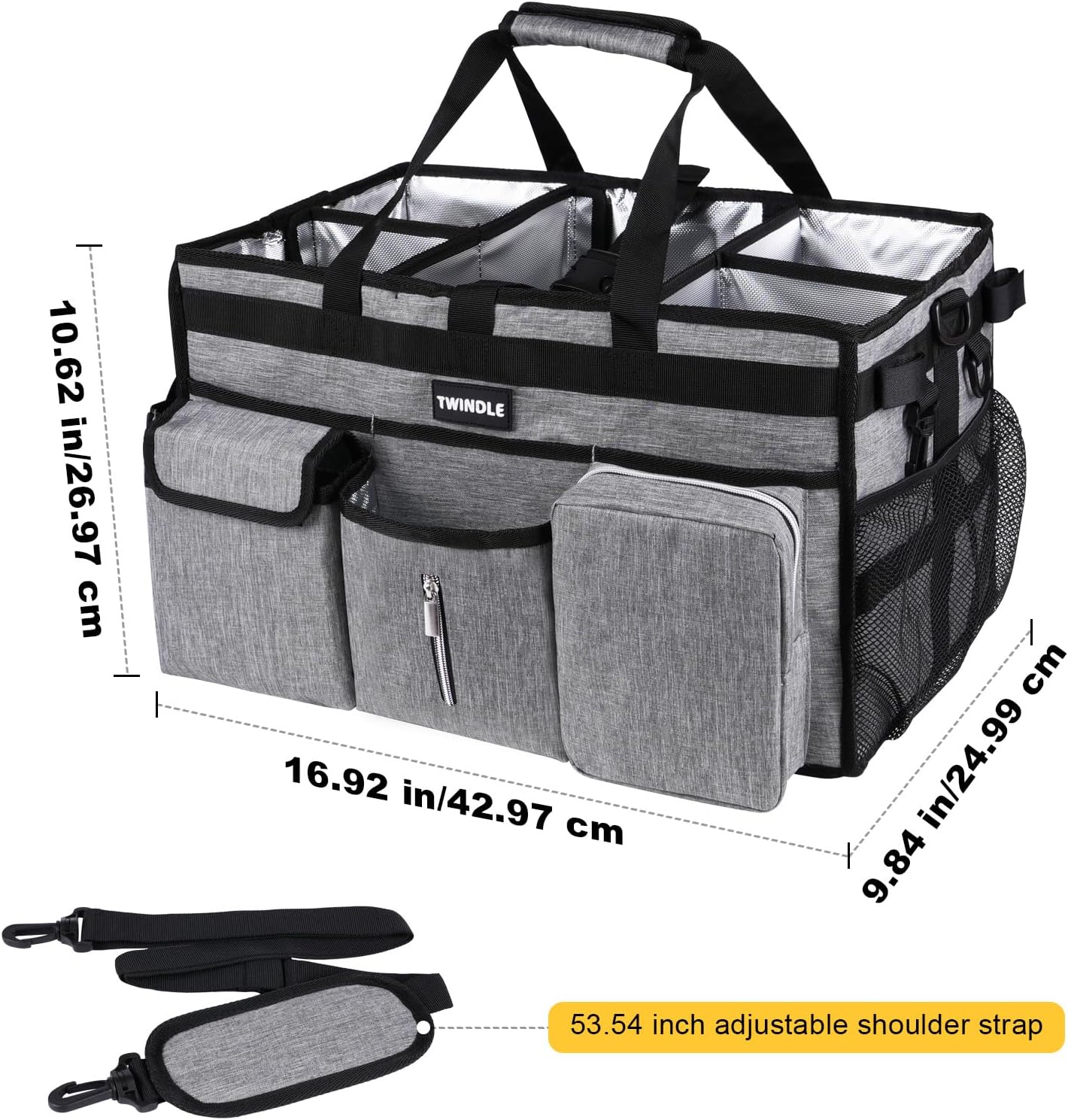 Extra-Large Wearable Cleaning Caddy With Detachable Divider,Cleaning Caddy For Cleaning Supplies Large Cleaning Supply Caddy With Adjustable Shoulder Strap & Waist Belt For Cleaners