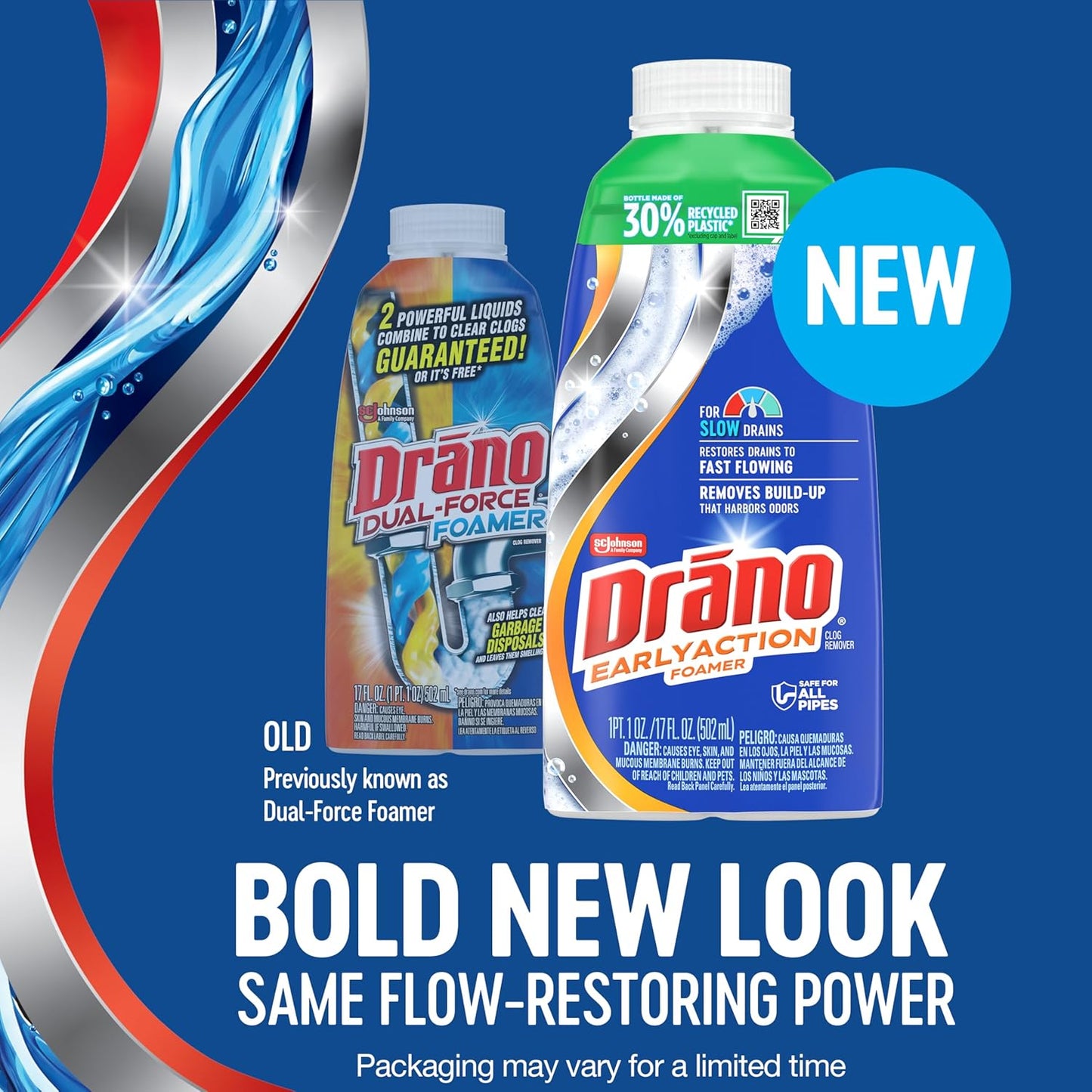 Drano Early Action Foamer Drain Clog Remover and Cleaner for Shower or Sink Drains, Unclogs and Removes Sources of Odor, 17 Fl Oz