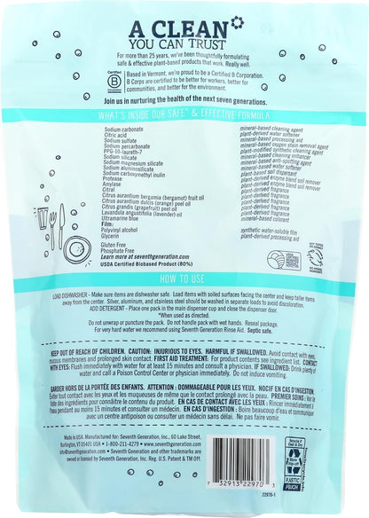 Seventh Generation Power Plus Dishwasher Detergent Packs Fresh Citrus scent Pack of 2 for sparkling dishes Dishwasher tabs 40 count