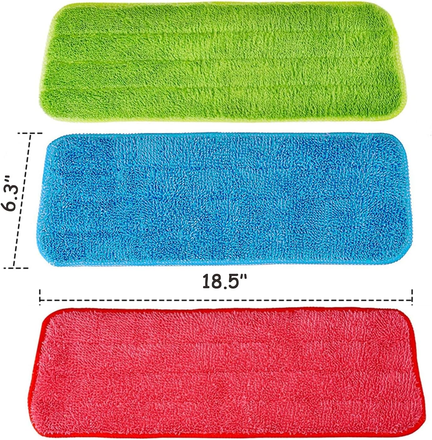 Microfiber Replacement Mop Pad, 18" x 6" Wet & Dry Home & Commercial Cleaning Refills, Reusable Floor Mop Pads (6 Pack) Blue