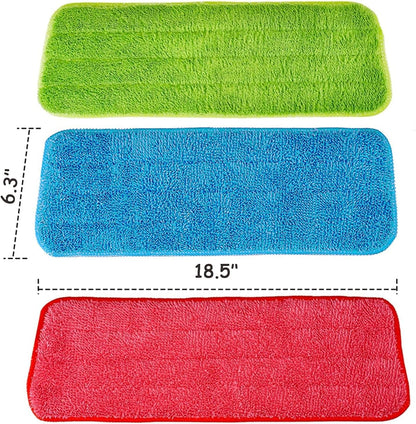 Microfiber Replacement Mop Pad, 18" x 6" Wet & Dry Home & Commercial Cleaning Refills, Reusable Floor Mop Pads (6 Pack) Blue