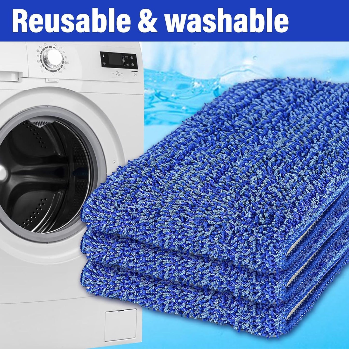 16.5 inch Mop Pads Refills, 3 Pack Microfiber Reusable Replacement Mop Pads Flat Replacements Heads for Wet Or Dry Floor Cleaning and Scrubbing, Grey Tassel Cloth