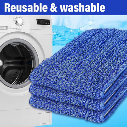 16.5 inch Mop Pads Refills, 3 Pack Microfiber Reusable Replacement Mop Pads Flat Replacements Heads for Wet Or Dry Floor Cleaning and Scrubbing, Grey Tassel Cloth