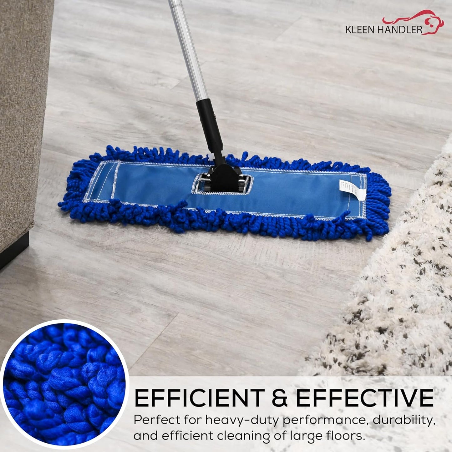 Kleen Handler 24 inch Microfiber Dust Mop | Medium Washable Commercial Mop Head Replacement, Pack of 3