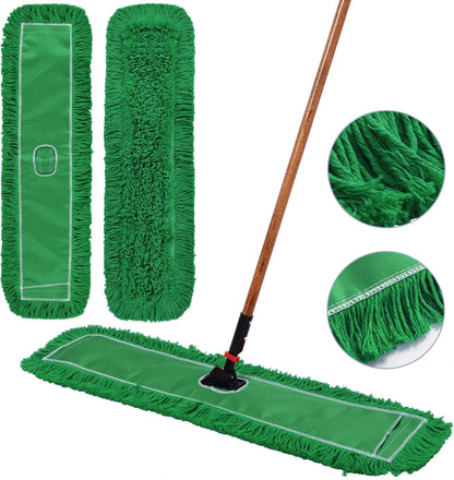 Matthew Cleaning 24'' Industrial Strength Cotton Dust Mop Refill Washable Replacement Heads for Residential & Commercial Use Fit Standard Dust Mop Frames, Hardwood, Laminate, Concrete Floors 3 Pack