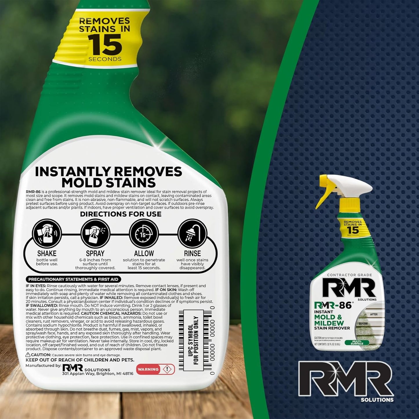 RMR-86 Instant Mold and Mildew Stain Remover Spray - Scrub Free Formula, 32 Fl Oz