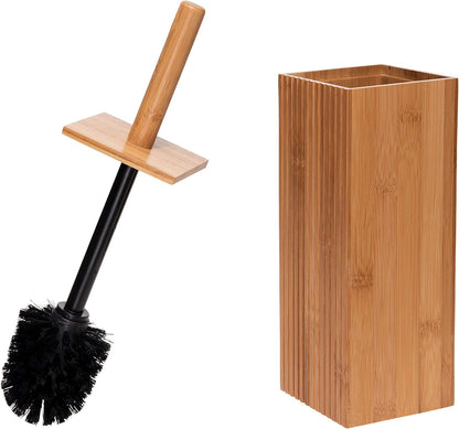 Bath Bliss Rounded Natural Bamboo Collection, Toilet Bowl Brush, Matching Accessories to Decorate Your Bathroom, Tall (10029-NATURAL)