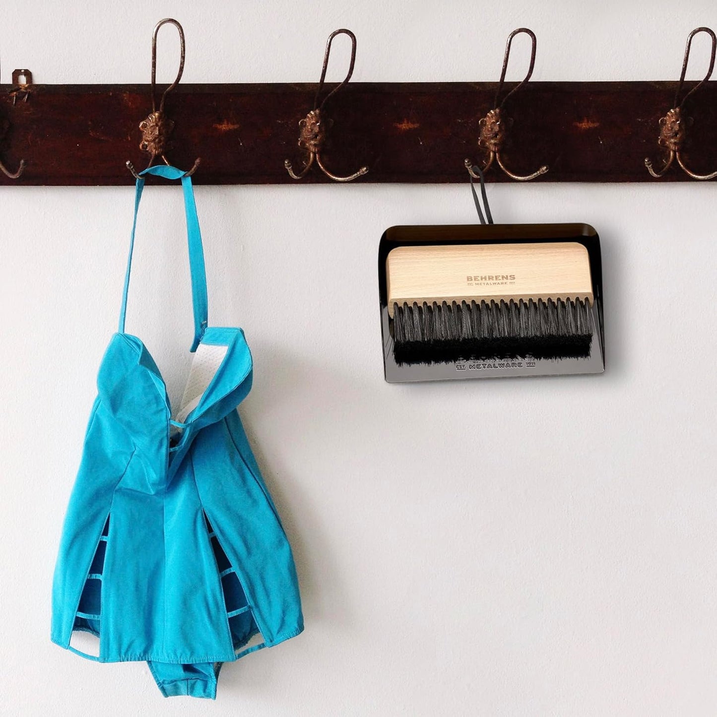 Behrens White Galvanized Dustpan & Brush Set