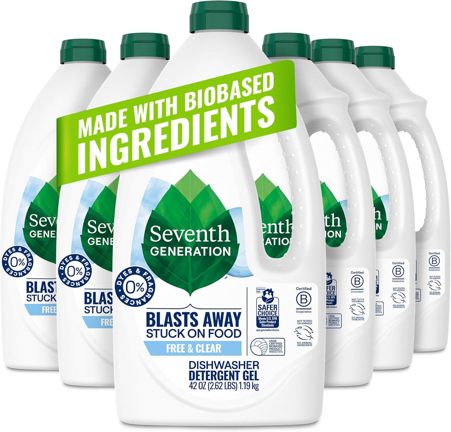 Seventh Generation Dishwasher Detergent Gel Lemon Scent 2 pack for sparkling dishes dishwasher soap 70 oz
