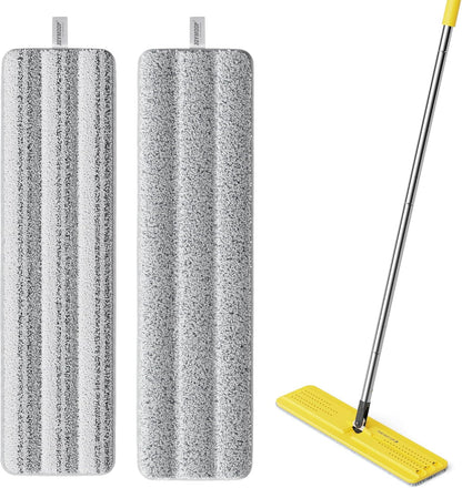 JOYMOOP 17.7-Inch Microfiber Flat Mop Replacement Pads – Washable Reusable Grey & Stripe, Pack of 4 Heavy-Duty Wet & Dry Refill for JOYMOOP Flat Mop & Bucket System