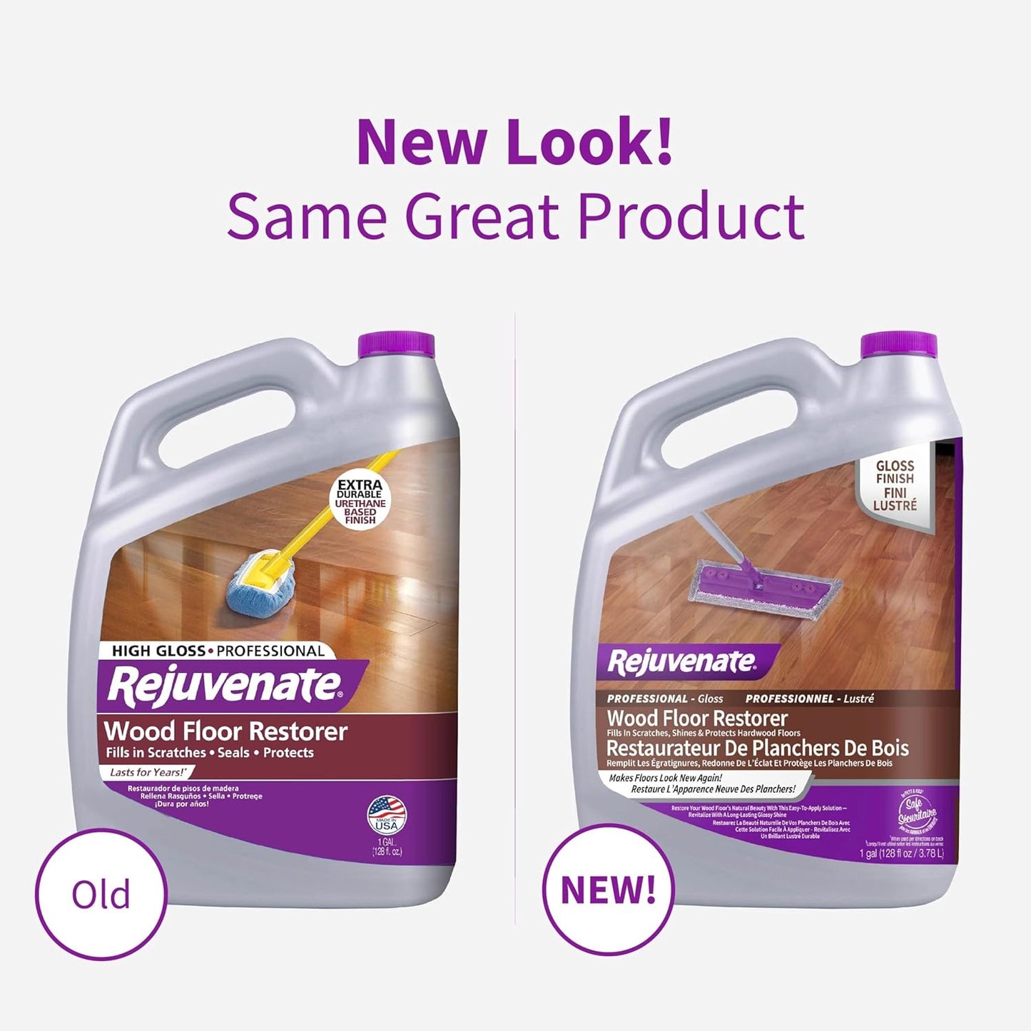 Rejuvenate Professional Wood Floor Restorer Fills Scratches, Shines And Protects Wood Flooring For A High Gloss Shine, 32 Ounces