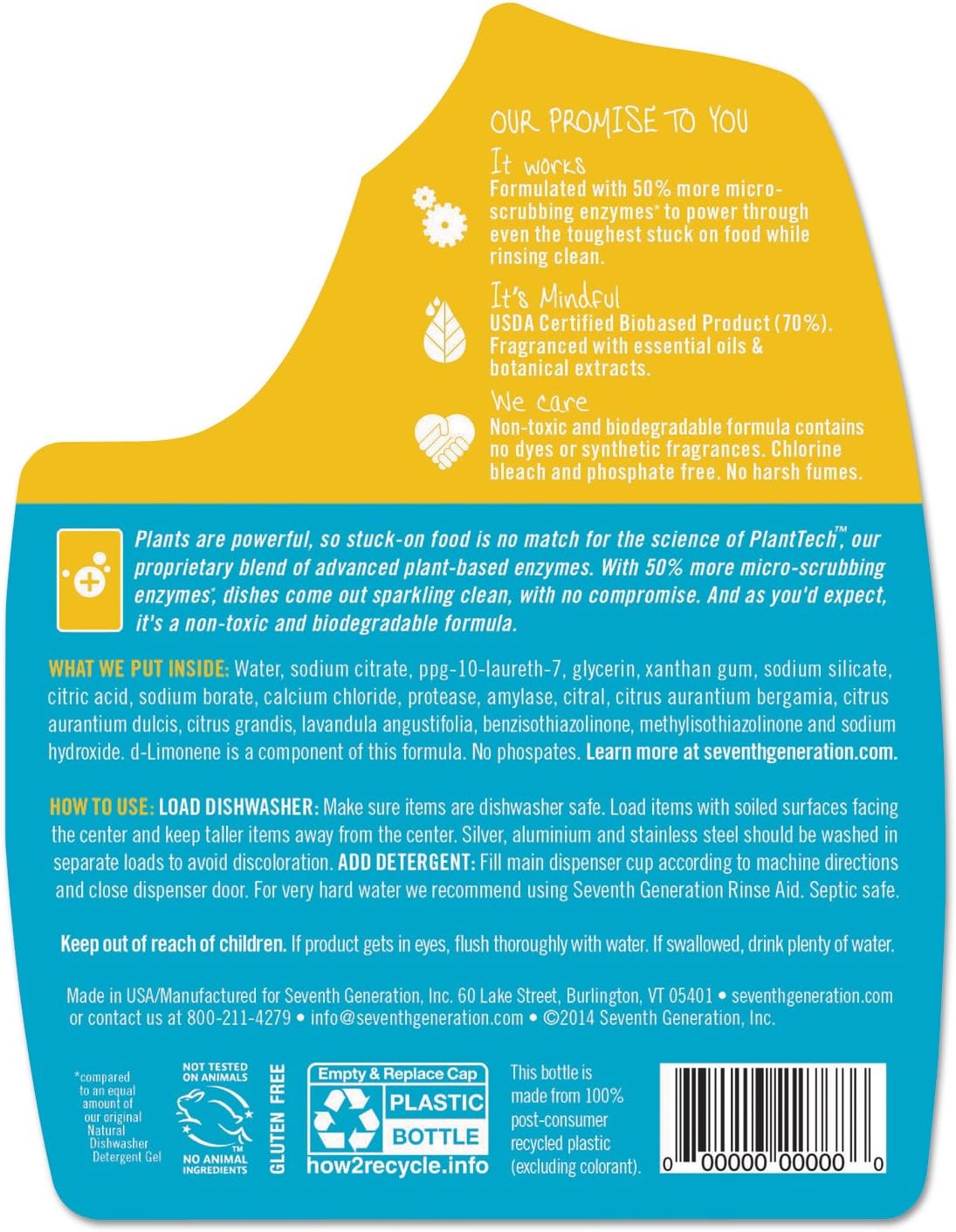 Seventh Generation Ultra Power Plus Auto Dish Gel, Fresh Citrus Scent, 65 Ounce
