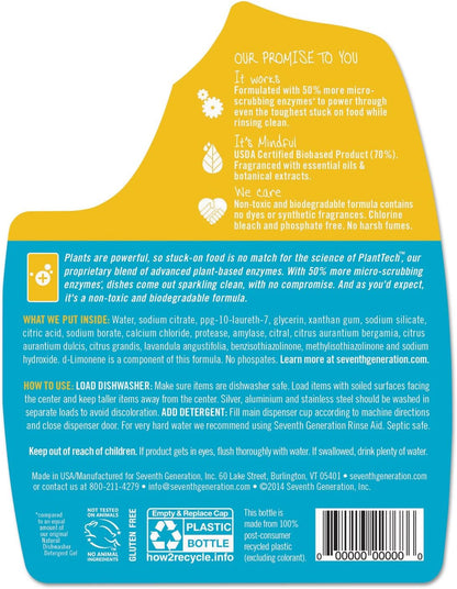 Seventh Generation Ultra Power Plus Auto Dish Gel, Fresh Citrus Scent, 65 Ounce