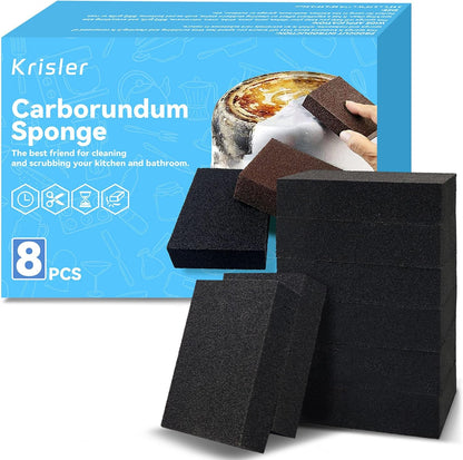 Krisler Carborundum Sponge Nano Emery Sponges Caspian Stone Pot Clean Brush Rust Eraser Grit Scouring Pads Pot Cleaning Pads with Carborundum Washing Kitchen Cleaner Tool 8pc