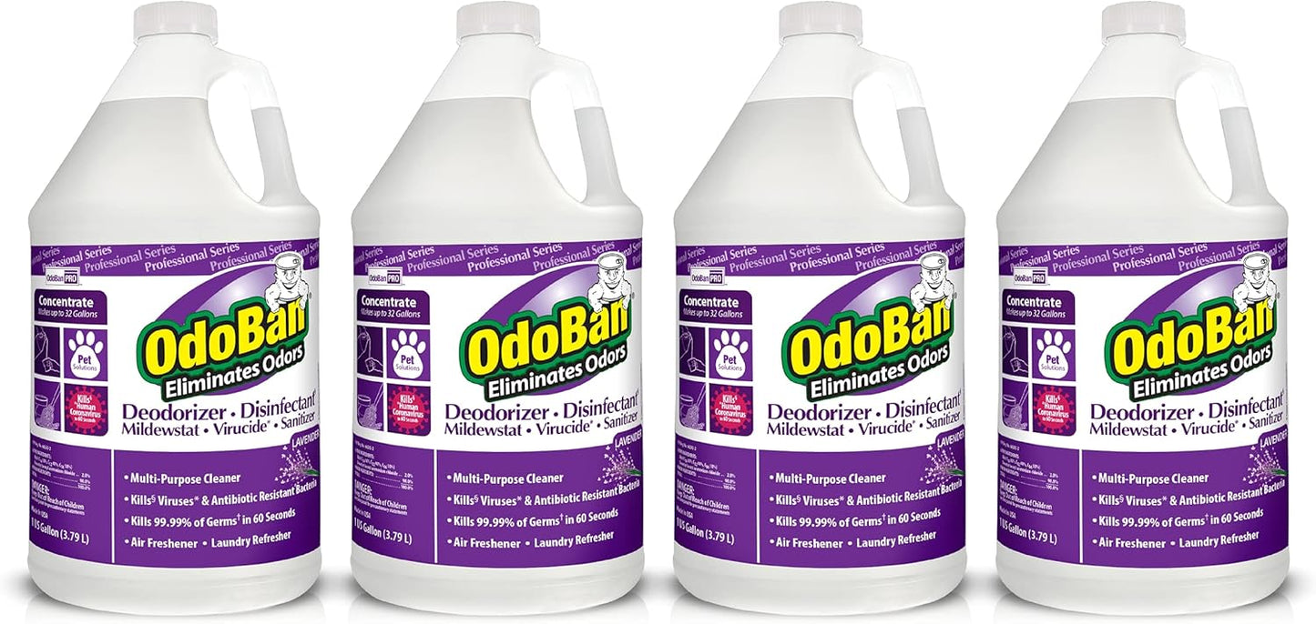 OdoBan Professional Disinfectant and Odor Eliminator Concentrate, Made in the USA, Lavender Scent, 2-Pack, 1 Gallon Each
