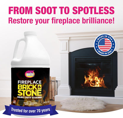 Quick 'n Brite Fireplace Gel Cleaner for Brick, Stone, Rock, Tile, and Marble, Nonabrasive Fireplace Cleaner, Made in the USA, 16 oz