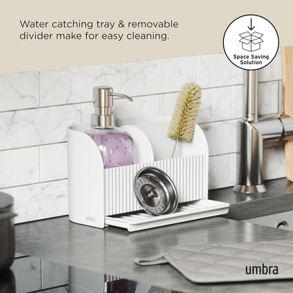 Umbra Sling Sponge Holder Sink Caddy with Dish Soap Dispenser Pump for Kitchen