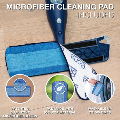 Bona Mop Microfiber Cleaning Pad for Hardwood & Hard Surface Floors - Value 3-Pack - For Use With Bona Mops - Dual Zone Cleaning