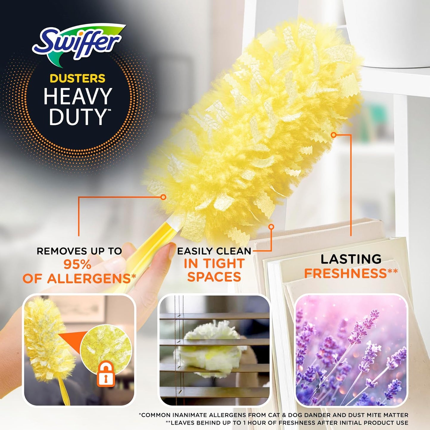 Swiffer Dusters Heavy Duty, Multi-Surface Duster Refills for Cleaning, Lavender, 6 Count