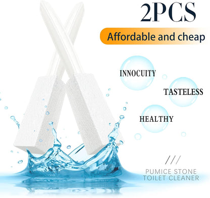Kadden 2 Pack Pumice Stone Toilet Bowl Cleaner with Handle, Hard Water Ring Remover & Stain Scrubber for Bathroom, Pool, Sink and Tub, Ergonomic Heavy Duty Cleaning Tool