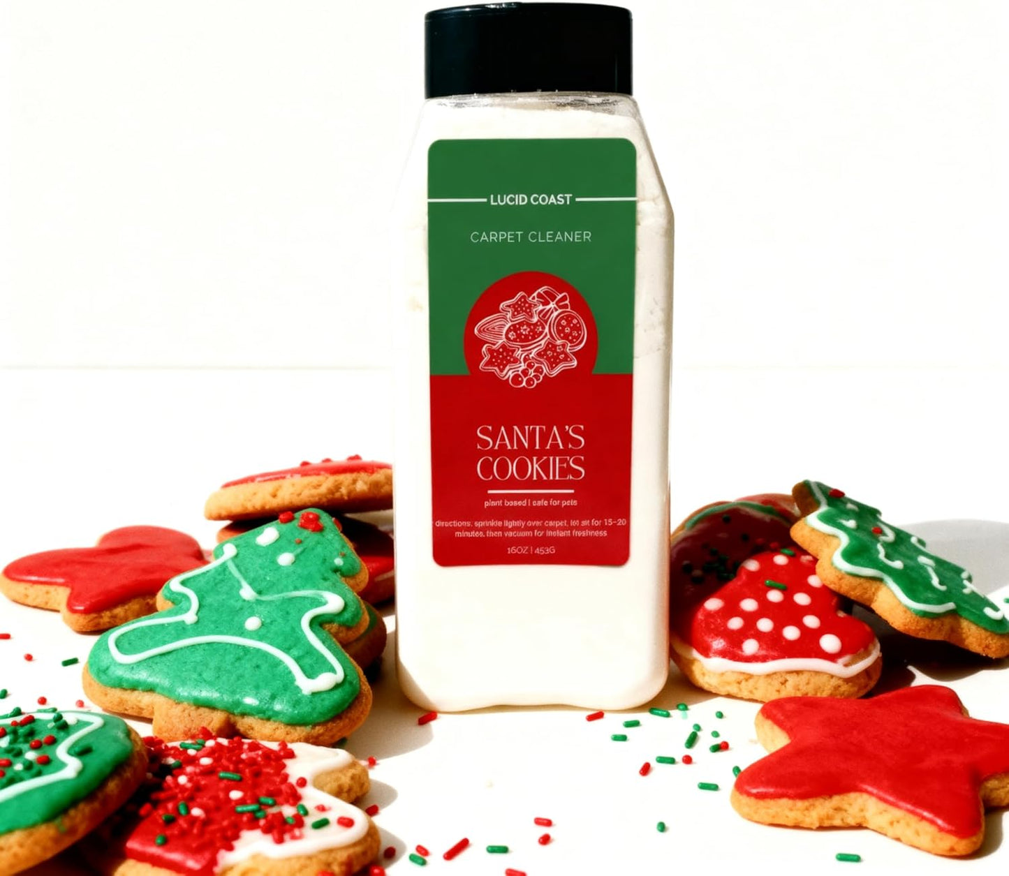 Santa's Cookies Carpet Deodorizer Powder For Home, Vaccuuming Upholstery, Pet Urine, Dog Bed/Cat Litter Box– Eliminates Odors, Pet-Safe - Christmas/Holiday (16oz (Santa's Cookies))