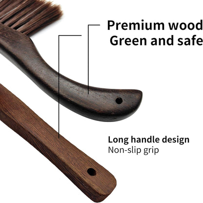 Hand Broom Brush, Dust Brush for Cleaning, Wood Block Hand Brush, Soft Bristle Cleaning Brush for Car Bed Furniture Clothes Garden Couch Draft (Curved Handle)