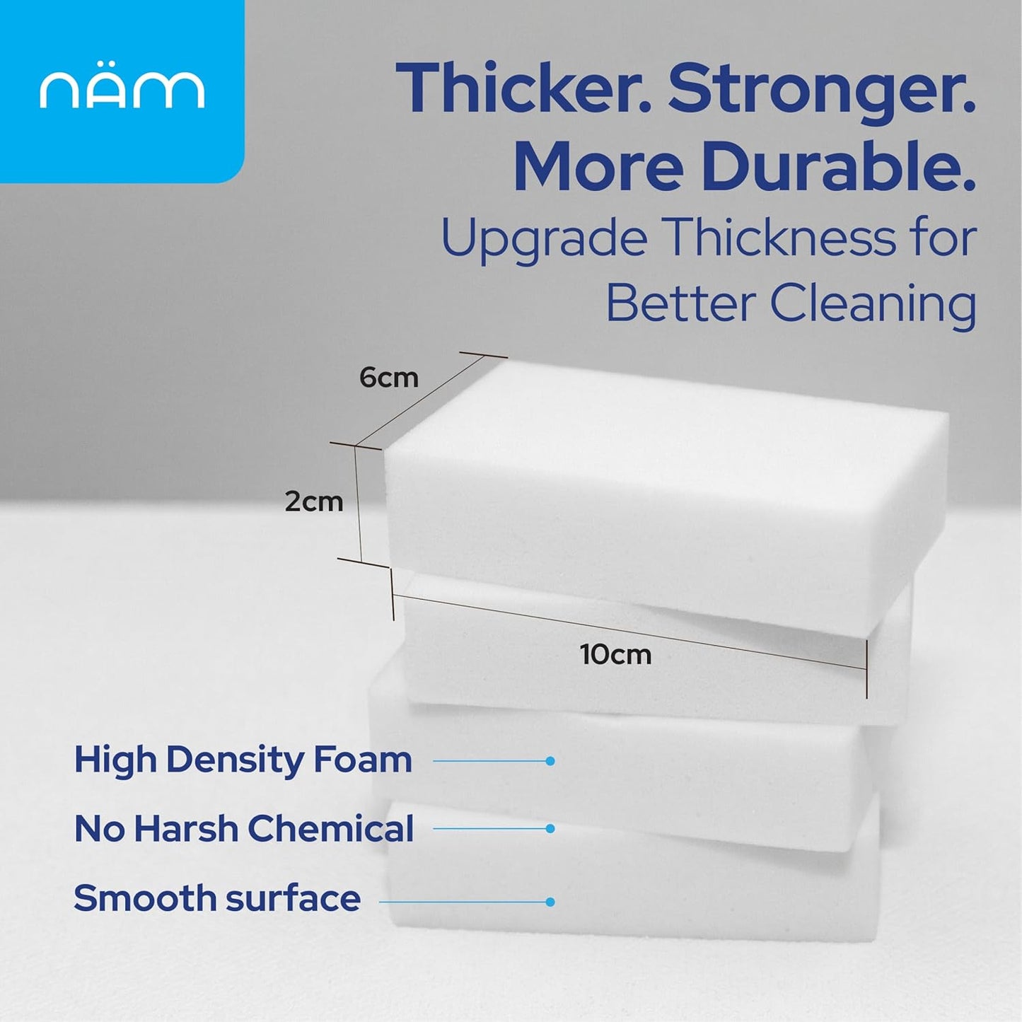 Magic Eraser Sponge, 50 Pack Extra Dense Melamine Cleaning Pads – Multi-Surface Cleaner for Kitchen, Bathroom, Walls, Floors, Baseboards, Sink, Scuff Marks & Grease Removal