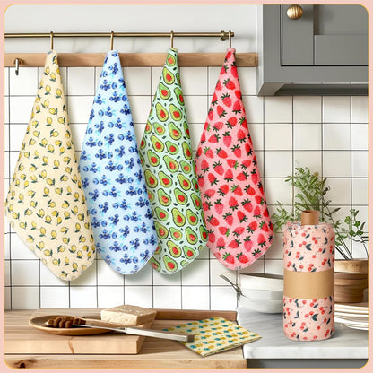 Redbaker 30 Pcs Reusable Paper Towels Rolls Kitchen Towels Bulk Washable Paperless Cloth Cotton Hand Napkins with Cardboard Reusable Napkins for Kitchen Bathroom(Floral,10 x 12 in)