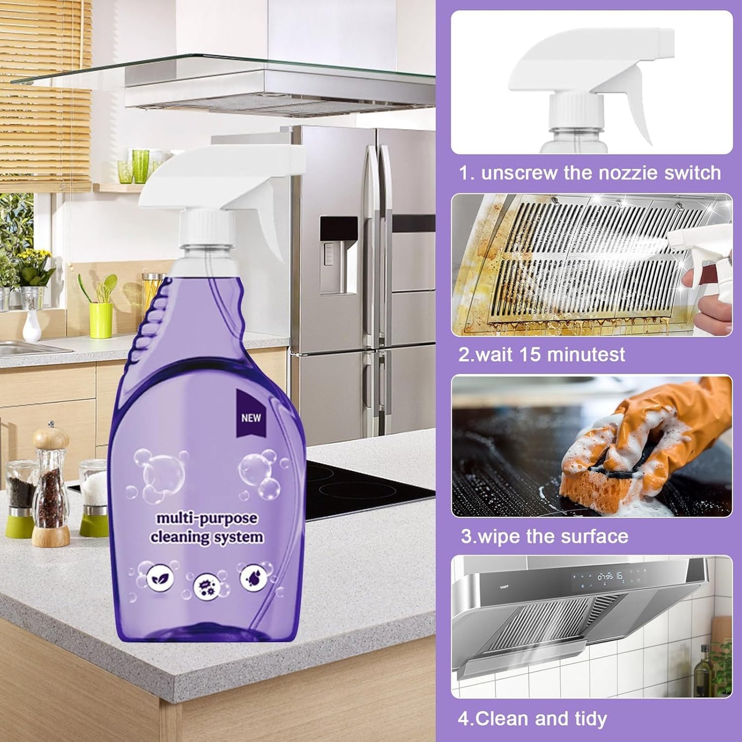 Timeno Multi-Purpose Cleaning System, Oven Spray Cleaner & Concentrated Tablets, Household Multi-Surface Use (1Bottle+18pcs Tablets)