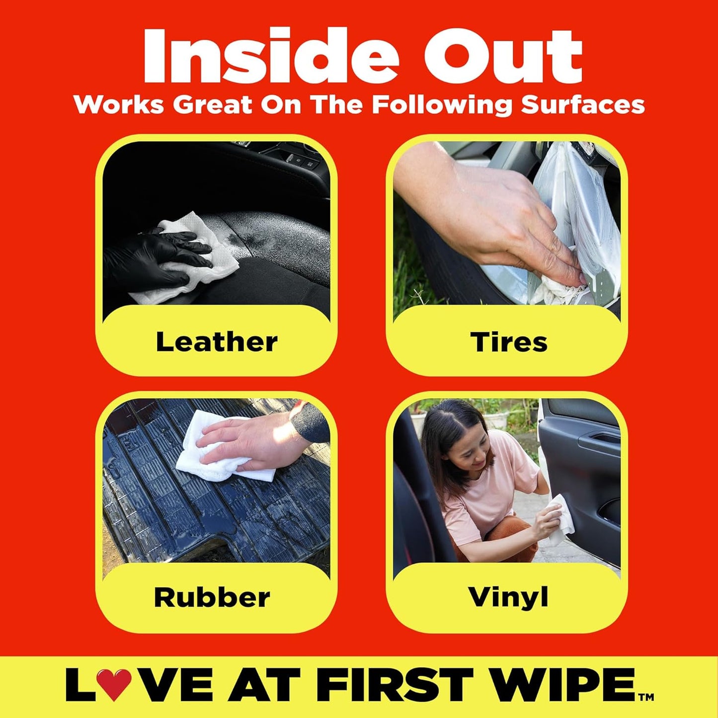 Mule Head Inside Out Protectant Wipes – Automotive Interior & Exterior Cleaner for Vinyl, Leather, Rubber & Trim, UV Protection, Non-Greasy, 72 Count, 10" x 12"