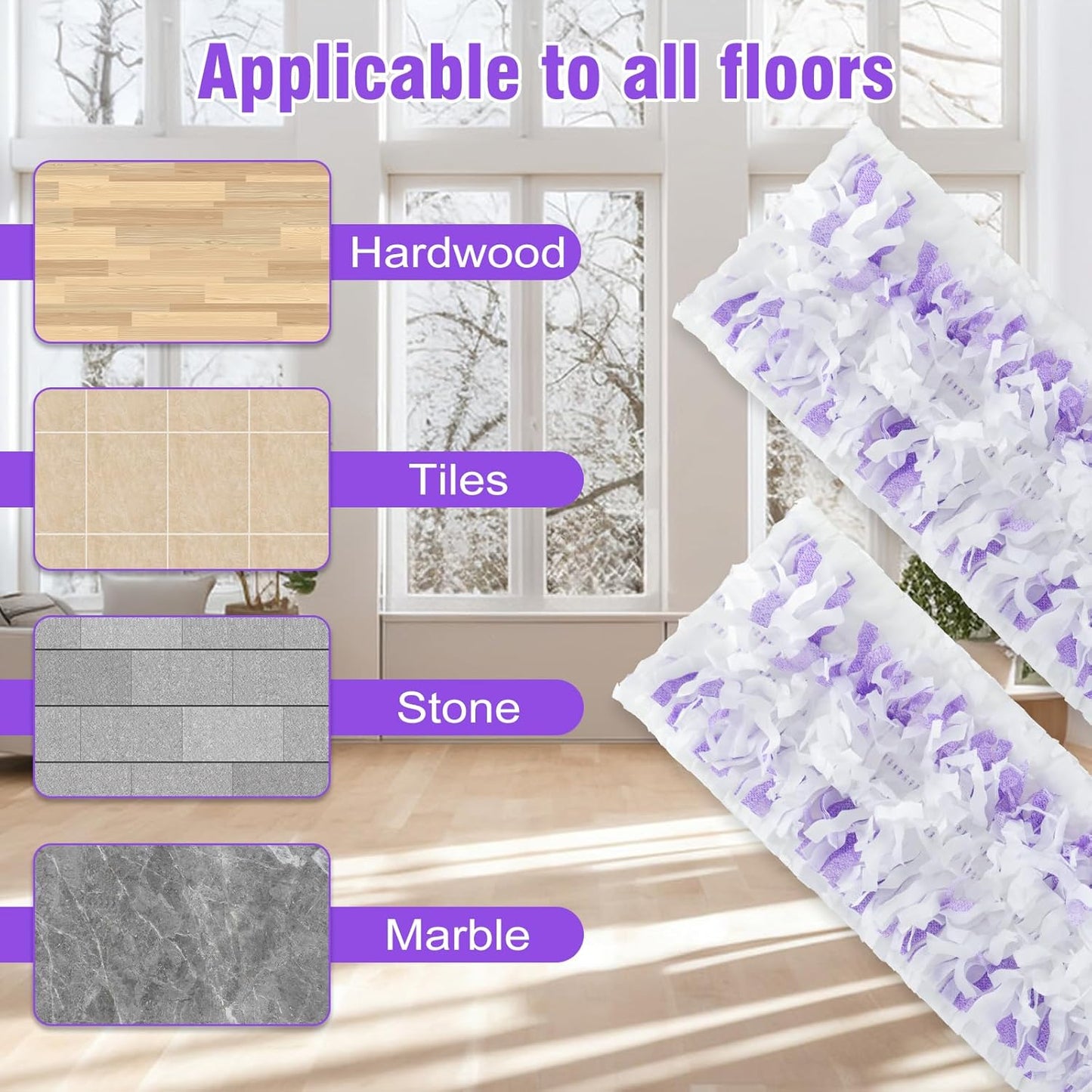 60 Pack Power Mop Refill Pads for Swiffer Power Mop, Disposable Spray Wet Pads Refill for Swiffer PowerMop Multi-Surface Mopping Pad Refills,Mop Head Replacement for Floor Cleaning