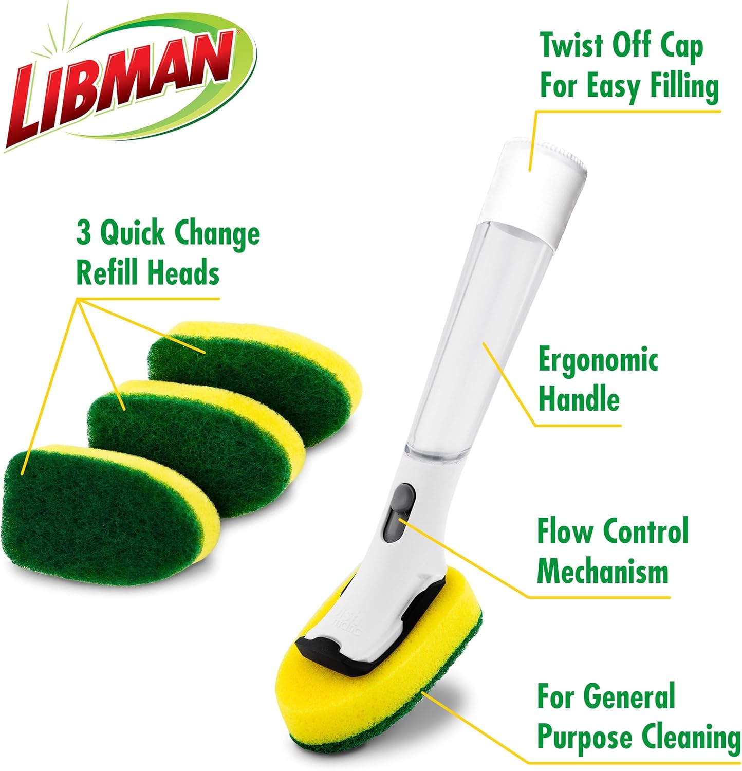 Libman Heavy Duty Scrub Brush Kit | Cleaning Brushes for Household Use | Tub Scrubber | Easy Grip Scrub Brush | Big Job Kitchen Brush | Dual Sided Tile & Grout Brush | 3 Different Brushes Included