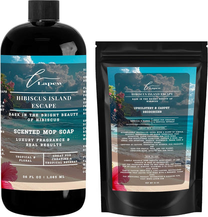 Lapew Black Sea Scented Cleaning Bundle | Carpet Deodorizer Powder (16 oz) & Mop Soap Concentrate (36 oz) | Pet-Friendly Odor Eliminator - Colors A