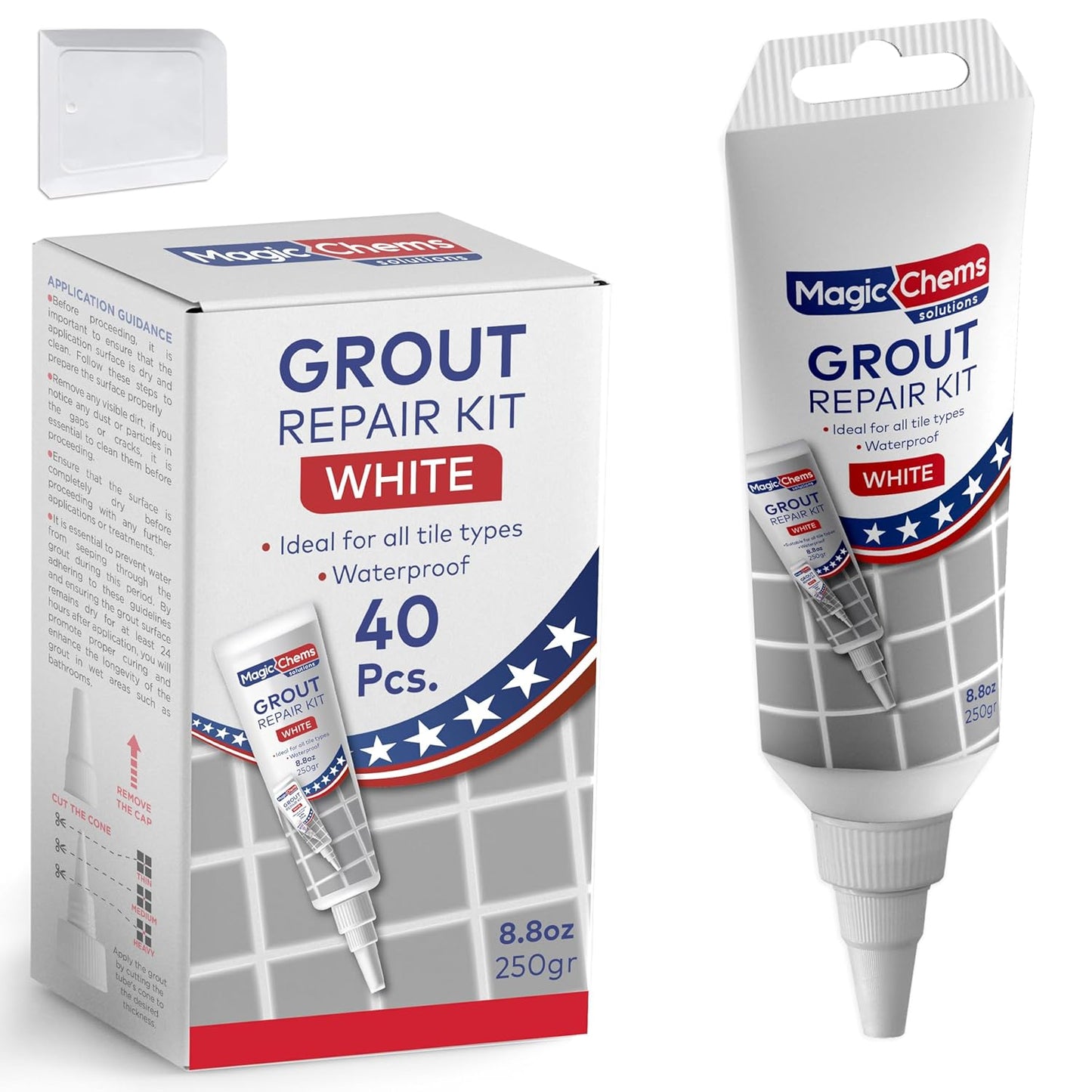 Tile Grout Repair, Grey 8.8 oz/250gr. Fast Drying Grout Repair Kit, Grout Filler Tube Repair Kit, Tile Grout Paint, Grout Sealer Restore and Renew Bathroom Floor, Tile Gaps, Joints, Lines