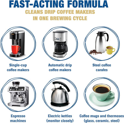 Bar Keepers Friend Coffee Maker Cleaner (2 x 12 oz) Removes Stains & Oily Residue from Espresso Machines, Carafes, Thermos, Drip Coffee Pots, Single-Cup Coffee Makers & More